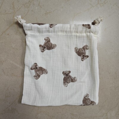 Buzunar pentru agățat pentru cărucior din muselină de bumbac Husă pentru prosoape pentru bebeluși Geantă de depozitare pentru scutece cu șnur pentru bebeluși