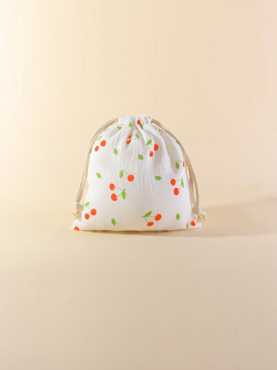 Buzunar pentru agățat pentru cărucior din muselină de bumbac Husă pentru prosoape pentru bebeluși Geantă de depozitare pentru scutece cu șnur pentru bebeluși