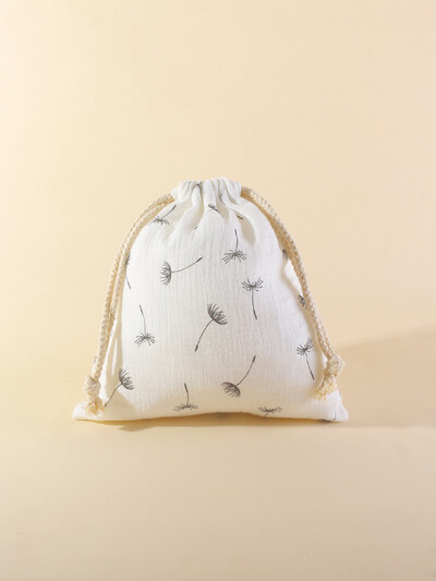 Buzunar pentru agățat pentru cărucior din muselină de bumbac Husă pentru prosoape pentru bebeluși Geantă de depozitare pentru scutece cu șnur pentru bebeluși