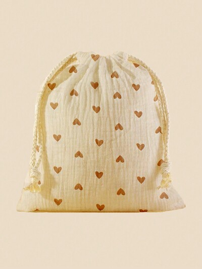 Buzunar pentru agățat pentru cărucior din muselină de bumbac Husă pentru prosoape pentru bebeluși Geantă de depozitare pentru scutece cu șnur pentru bebeluși