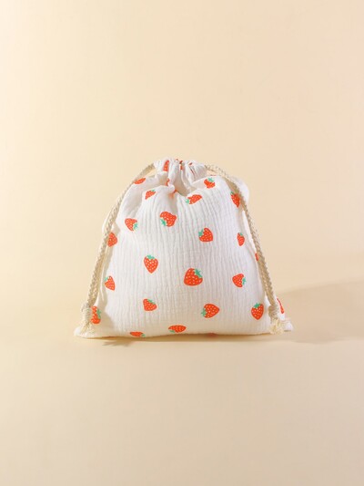 Buzunar pentru agățat pentru cărucior din muselină de bumbac Husă pentru prosoape pentru bebeluși Geantă de depozitare pentru scutece cu șnur pentru bebeluși