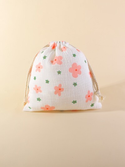 Buzunar pentru agățat pentru cărucior din muselină de bumbac Husă pentru prosoape pentru bebeluși Geantă de depozitare pentru scutece cu șnur pentru bebeluși