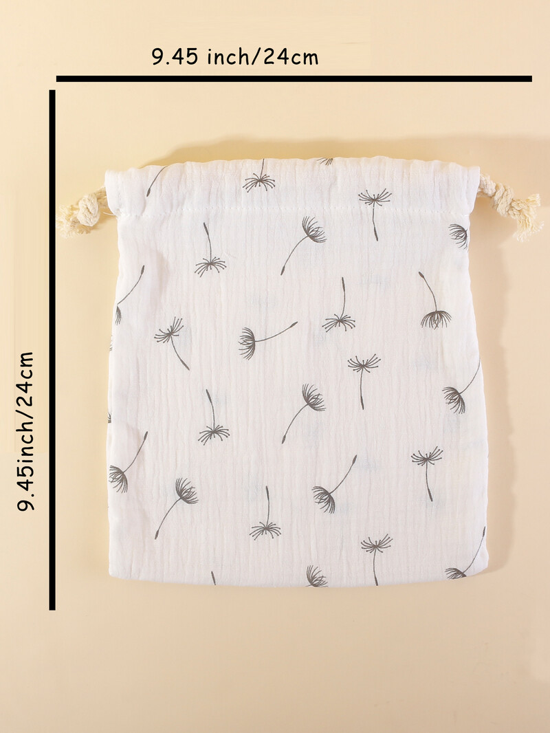 Buzunar pentru agățat pentru cărucior din muselină de bumbac Husă pentru prosoape pentru bebeluși Geantă de depozitare pentru scutece cu șnur pentru bebeluși