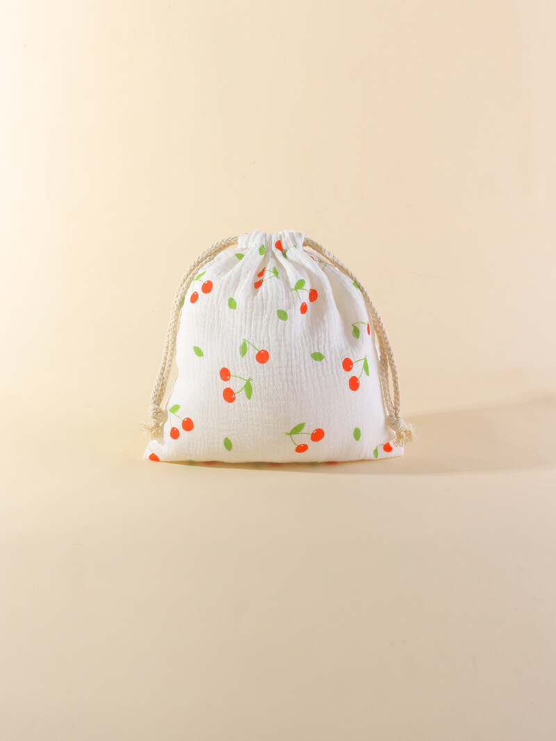 Buzunar pentru agățat pentru cărucior din muselină de bumbac Husă pentru prosoape pentru bebeluși Geantă de depozitare pentru scutece cu șnur pentru bebeluși