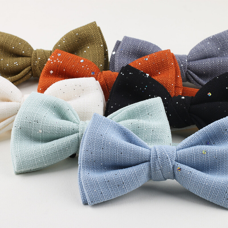 2024. Nove leptir mašne sa sjajnim točkicama za muškarce, šljokice, dijamant, jednobojna mašna, smeđi bijeli leptir, smoking, košulja, dodaci za odijelo, poklon