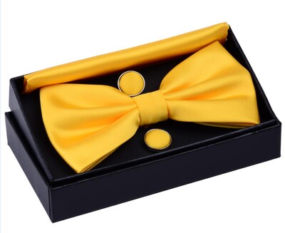 GUSLESON Muške svilene podesive dugmad za manžete s džepnim kvadratom Set leptir mašna Set vodootpornih jednobojnih rupčića s leptir mašnama s kutijom