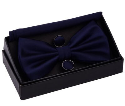 GUSLESON Muške svilene podesive dugmad za manžete s džepnim kvadratom Set leptir mašna Set vodootpornih jednobojnih rupčića s leptir mašnama s kutijom