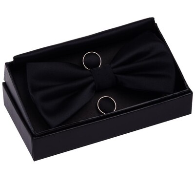 GUSLESON Muške svilene podesive dugmad za manžete s džepnim kvadratom Set leptir mašna Set vodootpornih jednobojnih rupčića s leptir mašnama s kutijom