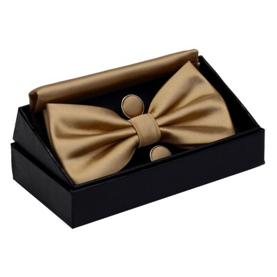 GUSLESON Muške svilene podesive dugmad za manžete s džepnim kvadratom Set leptir mašna Set vodootpornih jednobojnih rupčića s leptir mašnama s kutijom