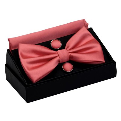 GUSLESON Muške svilene podesive dugmad za manžete s džepnim kvadratom Set leptir mašna Set vodootpornih jednobojnih rupčića s leptir mašnama s kutijom