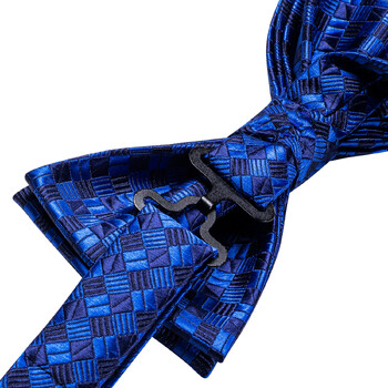 Hi-Tie Jacquard Mens Bowtie Adjustable Self Tie Pocket Square Копчета за ръкавели за мъжка сватба Business Party Red Blue Gold