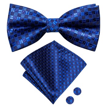 Hi-Tie Jacquard Mens Bowtie Adjustable Self Tie Pocket Square Копчета за ръкавели за мъжка сватба Business Party Red Blue Gold