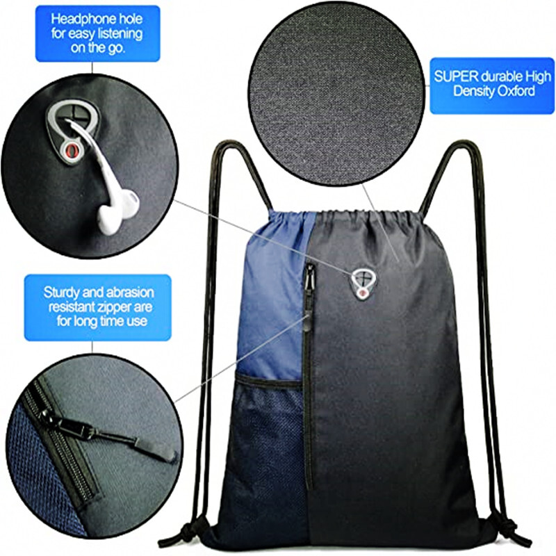 Culori duble Geantă de depozitare pentru sport în aer liber Geantă de gimnastică Geantă de rucsac cu șnur din nailon de mare capacitate Geantă de fitness