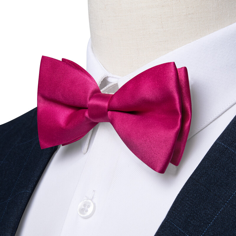 Meeste soliidne eelseotud kikilips Rose punane kikilips Tasku kandiline mansetinööpide komplektid meestele Reguleeritav siidist liblikasõlm pulmapidu