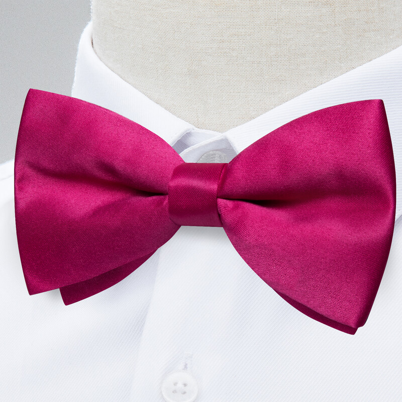 Meeste soliidne eelseotud kikilips Rose punane kikilips Tasku kandiline mansetinööpide komplektid meestele Reguleeritav siidist liblikasõlm pulmapidu