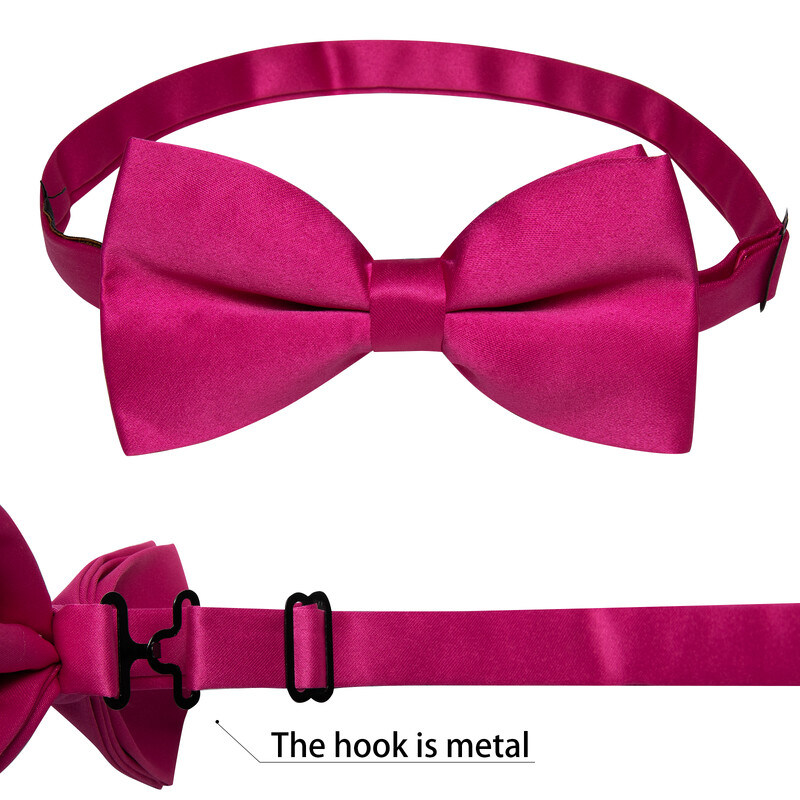 Meeste soliidne eelseotud kikilips Rose punane kikilips Tasku kandiline mansetinööpide komplektid meestele Reguleeritav siidist liblikasõlm pulmapidu