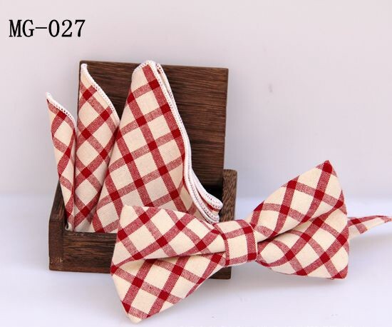 meeste kikilipsu taskuräti komplekt Check kikisõlm Klassikaline puuvill Jacquard Kootud Meeste Butterfly BowTie Tasku kandiline kostüümid