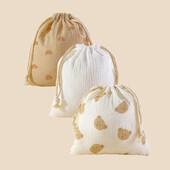 3 bucăți pentru cărucior din muselină din bumbac, buzunar pentru agățat, prosop pentru bebeluși, husă pentru scutece, saci de depozitare cu șnur pentru bebeluși