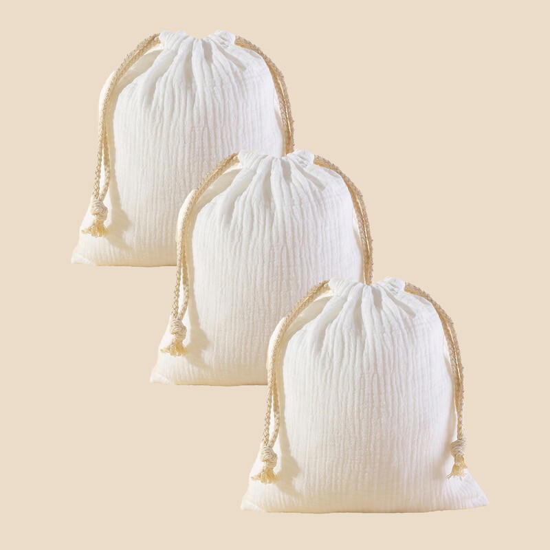 3 bucăți pentru cărucior din muselină din bumbac, buzunar pentru agățat, prosop pentru bebeluși, husă pentru scutece, saci de depozitare cu șnur pentru bebeluși