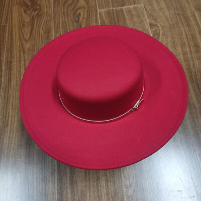QBHAT Pălării Toamnă Iarnă pentru femei Moda 10 cm cu margine mare cu vârf plat Fedoras Fascinator Rochii de biserică vintage Pălărie pentru femei
