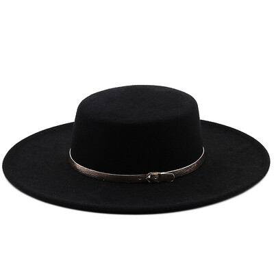 QBHAT Pălării Toamnă Iarnă pentru femei Moda 10 cm cu margine mare cu vârf plat Fedoras Fascinator Rochii de biserică vintage Pălărie pentru femei