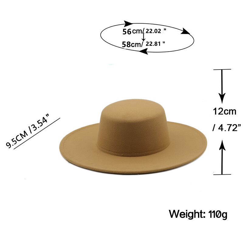 QBHAT Pălării Toamnă Iarnă pentru femei Moda 10 cm cu margine mare cu vârf plat Fedoras Fascinator Rochii de biserică vintage Pălărie pentru femei