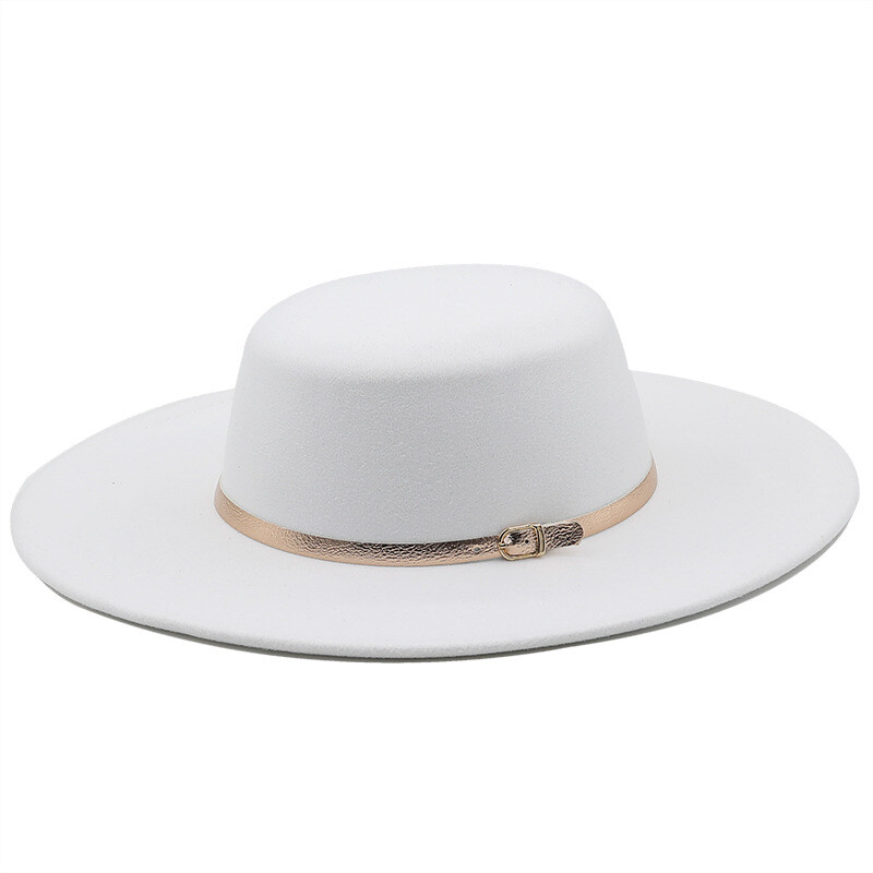 QBHAT Pălării Toamnă Iarnă pentru femei Moda 10 cm cu margine mare cu vârf plat Fedoras Fascinator Rochii de biserică vintage Pălărie pentru femei