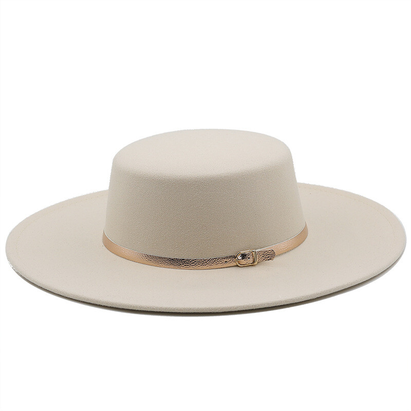 QBHAT Pălării Toamnă Iarnă pentru femei Moda 10 cm cu margine mare cu vârf plat Fedoras Fascinator Rochii de biserică vintage Pălărie pentru femei