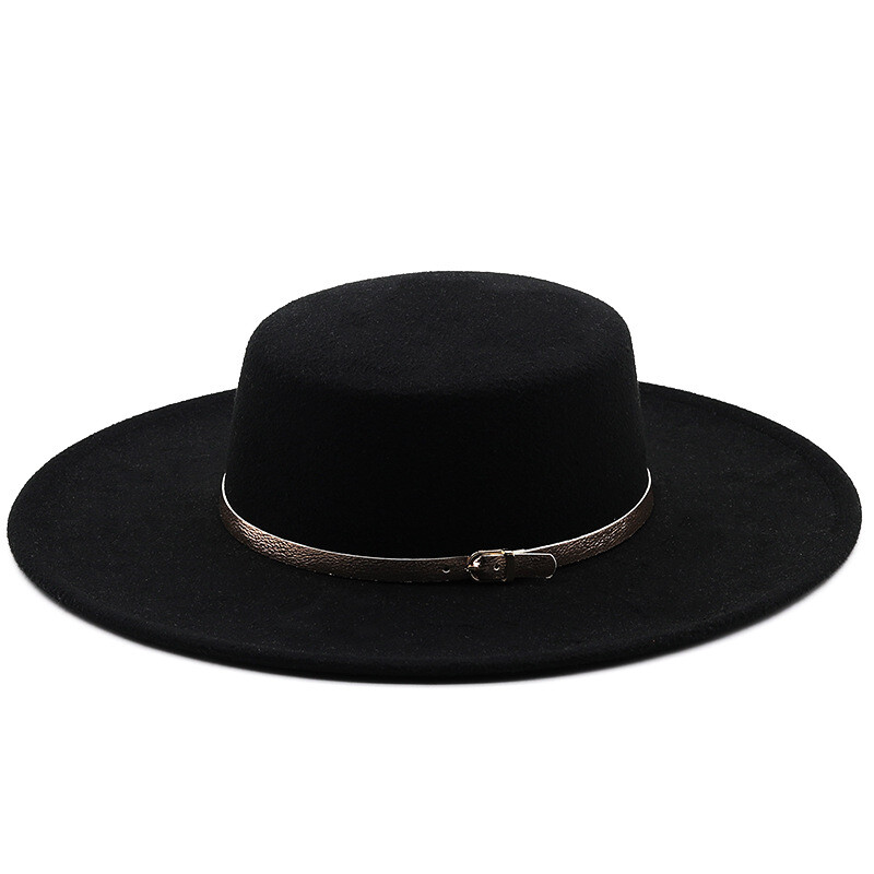 QBHAT Pălării Toamnă Iarnă pentru femei Moda 10 cm cu margine mare cu vârf plat Fedoras Fascinator Rochii de biserică vintage Pălărie pentru femei