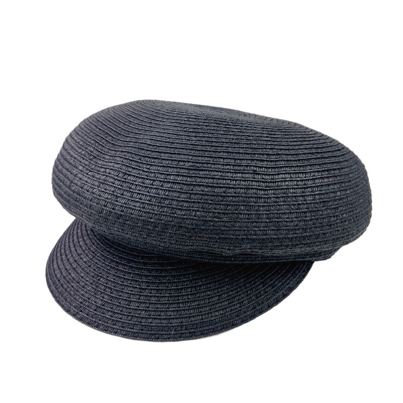 Дамски летни шапки с пръстени, едноцветна обикновена сламена осмоъгълна шапка Дамски ежедневни шапки за вестникарски слънчеви шапки Британска барета Женска шапка за художник