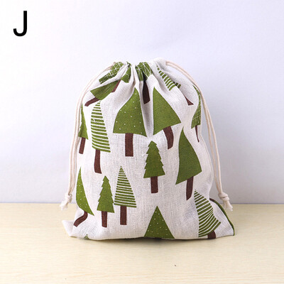 Geantă din țesătură din bumbac, in, geantă cu șnur, drăguț cu imprimeu cu animale, pentru copii, din pânză de călătorie, pantofi, geantă de depozitare, geantă pentru machiaj, geantă cadou de Crăciun