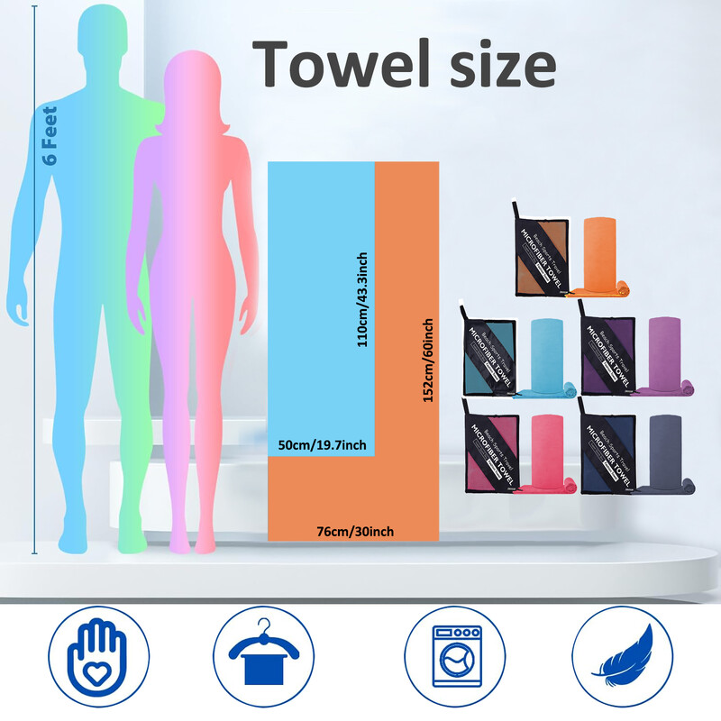 Mikropluošto greitai džiūstantis kelioninis ir sportinis rankšluostis, puikiai sugeriantis, kompaktiškas, lengvas stovyklai, kuprinei, žygiams, paplūdimiui, jogai, plaukimui