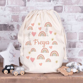 Nume personalizat Curcubeu Jucărie Geantă copil fată Petrecere aniversare baby shower cadou de Crăciun geantă pentru copii Dormitor Depozitare