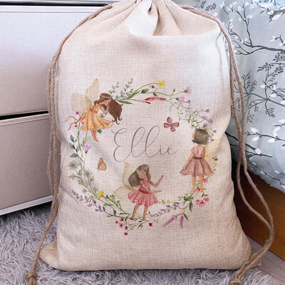 Personalizēta pielāgota nosaukuma dāvanu maisiņa rotaļlieta Maiss Fairy Woodland bērns Meitenes dzimšanas dienas ballīte Baby Shower Ziemassvētku dāvana bērnudārza glabātuve