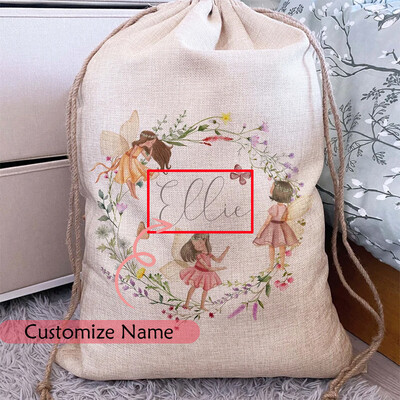 Personalizēta pielāgota nosaukuma dāvanu maisiņa rotaļlieta Maiss Fairy Woodland bērns Meitenes dzimšanas dienas ballīte Baby Shower Ziemassvētku dāvana bērnudārza glabātuve
