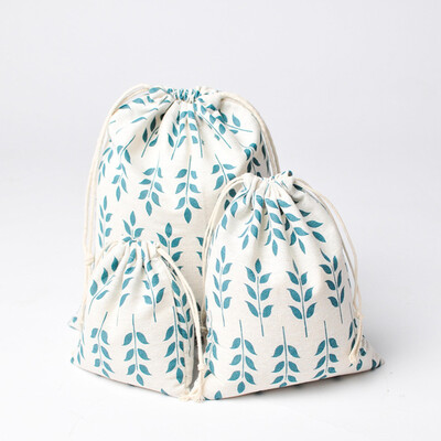 Plante tropicale țesătură din bumbac, in, geantă din pânză pentru praf Haine șosete/lenjerie de corp pantofi primiți geantă acasă Diverse saci de depozitare a jucăriilor pentru copii