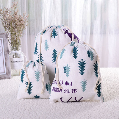 Plante tropicale țesătură din bumbac, in, geantă din pânză pentru praf Haine șosete/lenjerie de corp pantofi primiți geantă acasă Diverse saci de depozitare a jucăriilor pentru copii