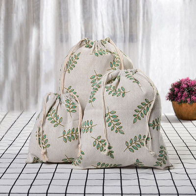 Plante tropicale țesătură din bumbac, in, geantă din pânză pentru praf Haine șosete/lenjerie de corp pantofi primiți geantă acasă Diverse saci de depozitare a jucăriilor pentru copii