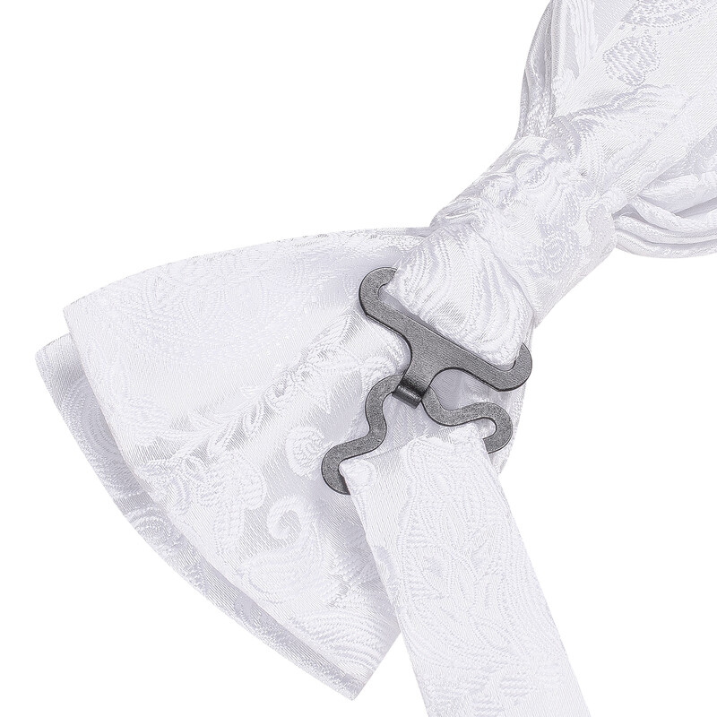 Hi-Tie selyem férfi csokornyakkendő Hanky mandzsettagombok szett, fehér fekete szürke, ezüst, előre megkötött pillangócsomós csokornyakkendő férfi esküvői üzlethez