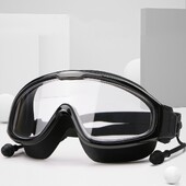 Ochelari de înot cu cadru mare pentru adulți, cu dopuri pentru urechi, pentru bărbați și femei, profesionali, de înaltă definiție, anti-aburire, silicon