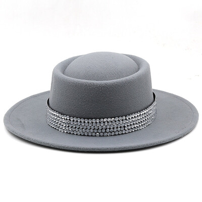 Pălării noi pentru femei, pălărie Fedora de lux, toamnă iarnă, pentru doamne, negru, cu vârf plat, concav, din pâslă, pentru petrecere, nuntă, biserică