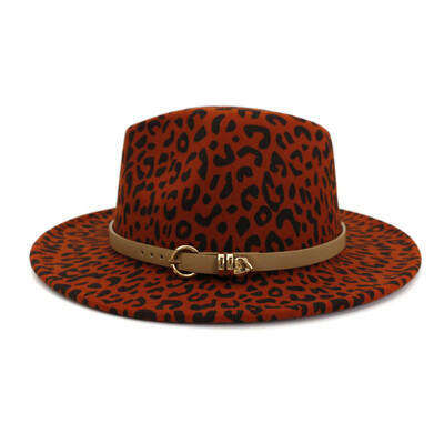 Bărbați Femei Păslă de lână cu boruri late Pălării Fedora cu imprimeu de leopard, cu cataramă de centură, Vintage, petrecere, nuntă, șapcă Trilby din fetru panama