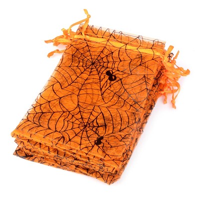 25 buc/lot 10x15cm Geanta din organza de Halloween de Ziua tuturor Sfintilor pentru cadou de bomboane