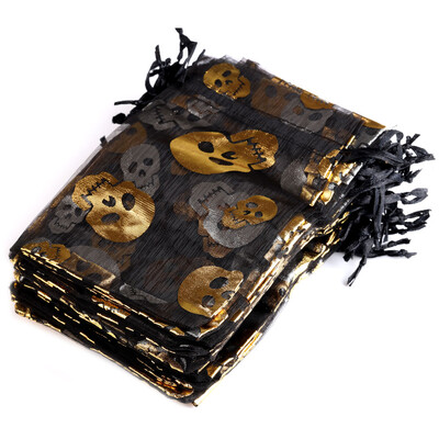 25 buc/lot 10x15cm Geanta din organza de Halloween de Ziua tuturor Sfintilor pentru cadou de bomboane