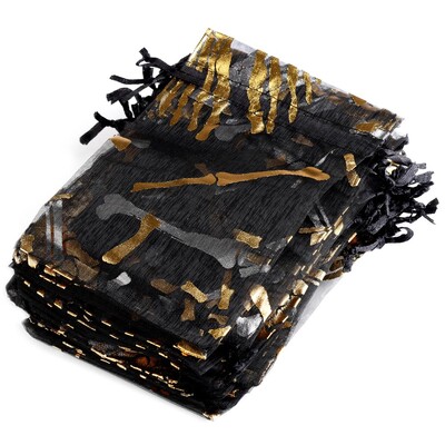 25 buc/lot 10x15cm Geanta din organza de Halloween de Ziua tuturor Sfintilor pentru cadou de bomboane