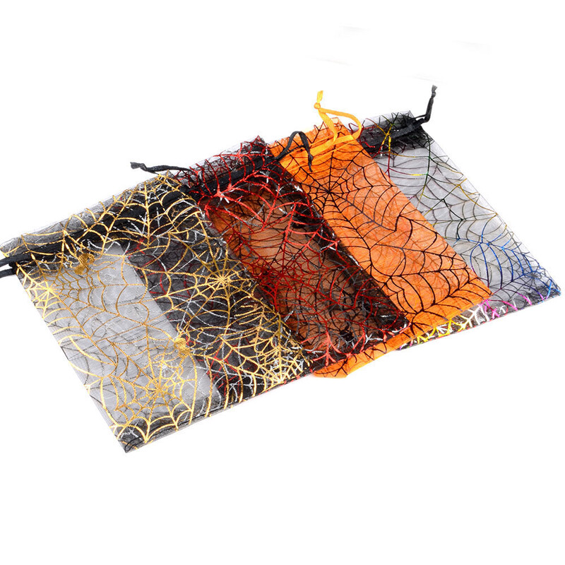 25 buc/lot 10x15cm Geanta din organza de Halloween de Ziua tuturor Sfintilor pentru cadou de bomboane