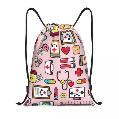 Pielāgotas anestēzijas zāļu etiķetes Savelkamās aukliņas mugursoma sievietēm Vīriešu sporta vingrošanas soma salokāma medicīnas māsas apmācības soma