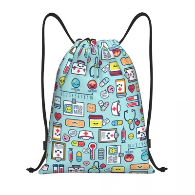 Pielāgotas anestēzijas zāļu etiķetes Savelkamās aukliņas mugursoma sievietēm Vīriešu sporta vingrošanas soma salokāma medicīnas māsas apmācības soma