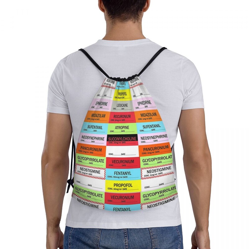 Pielāgotas anestēzijas zāļu etiķetes Savelkamās aukliņas mugursoma sievietēm Vīriešu sporta vingrošanas soma salokāma medicīnas māsas apmācības soma