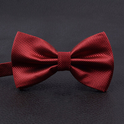 Мъжки папийонка за възрастни Класическа модна сватбена парти Официален сатенен подарък Карирана червена папийонка с регулиране на врата